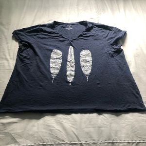 Metallic feather print tshirt - plus size 3x